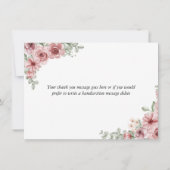 Stoffige Roze Bloemige Elegante Script Hart Bedankkaart (Achterkant)