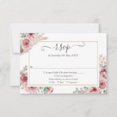 Stoffige Roze Bloemige Elegante Script RSVP Kaartje (Voorkant)