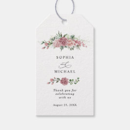 Stoffige Roze Bloemige Huwelijkscadeautags Cadeaulabel