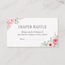 Stoffige Roze Bloemige Luier Raffle Kaart