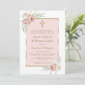 Stoffige Roze Bloemige Spaanse 1e Verjaardag & Doo Kaart (Staand voorkant)