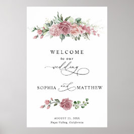 Stoffige Roze Bloemige Trouw Poster