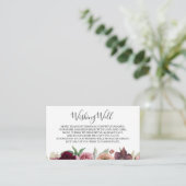 Stoffige Roze Bloemige Trouwwensbak Informatiekaartje (Staand voorkant)