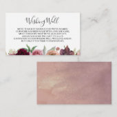 Stoffige Roze Bloemige Trouwwensbak Informatiekaartje (Voorkant / Achterkant)