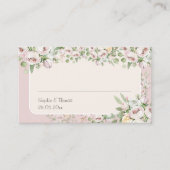 Stoffige roze bloemige waterverf bruiloft plaatskaartje (Voorkant)