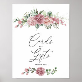 Stoffige Roze Bloemkaarten & Cadeaus Bord Poster