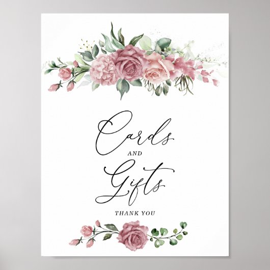 Stoffige Roze Bloemkaarten & Cadeaus Bord Poster (Voorkant)