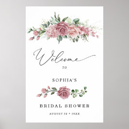 Stoffige Roze Bloemrijke Bruidsdouche Welkom Poster