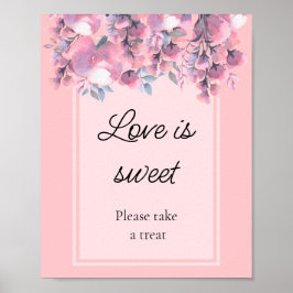 Stoffige Roze Bloemrijke liefde is zoete bruidsdou Poster