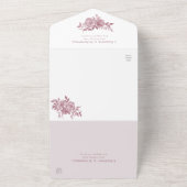Stoffige Roze Bloemrozen Bruiloft All In One Uitnodiging (Buitenkant)
