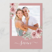 Stoffige Roze Bloemrozen Foto Tafelnummer (Voorkant)