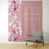 Stoffige Roze Bloemstuk Bruiloftsfotocabine Achter Wandkleed (In situ)