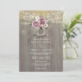 Stoffige Roze Bloemstuk Mason Jar Rustieke QR Code Kaart (Staand voorkant)