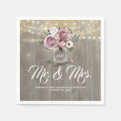 Stoffige Roze Bloemstuk Mason Pot Rustieke Landeli Servet (Voorkant)