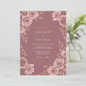 Stoffige Roze Bloesem Bruiloft Kaart (Staand voorkant)