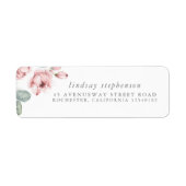 Stoffige Roze Bloesems Elegante Waterverf Etiket (Voorkant)