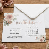 Stoffige roze blos bloemenkalender witte bruiloft save the date