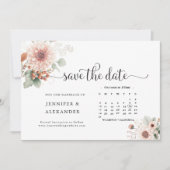 Stoffige roze blos bloemenkalender witte bruiloft save the date (Voorkant)