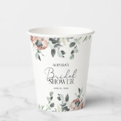 Stoffige Roze Blos Bloemige Eucalyptus Bruidsdouch Papieren Bekers (Achterkant)