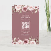 Stoffige Roze Blush Bloem Ampersand QR Code Trouwd (Achterkant)