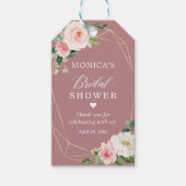 Stoffige Roze Blush Bloemachtige Bruiloftsdankjewe Cadeaulabel (Voorkant)