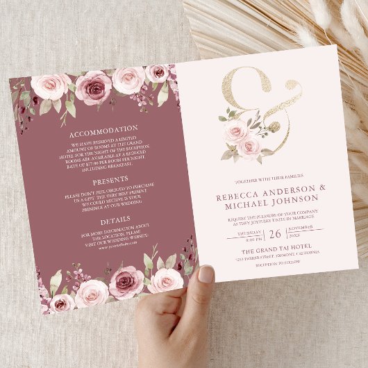 Stoffige Roze Blush Bloemige Ampersand QR Code Tro