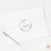Stoffige Roze Blush Bloemige Eucalyptus Bruiloft F Ronde Sticker (Envelop)
