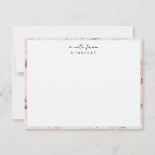 Stoffige Roze Blush Bloemige Persoonlijke Briefpap Notitiekaartje