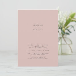 Stoffige Roze Blush Bruiloft Modern Minimalistisch Kaart