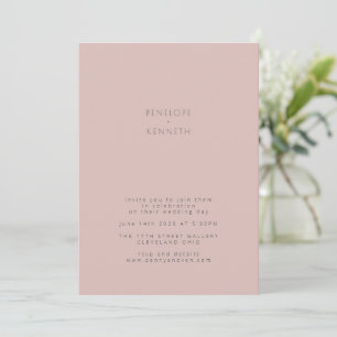 Stoffige Roze Blush Bruiloft Modern Minimalistisch Kaart