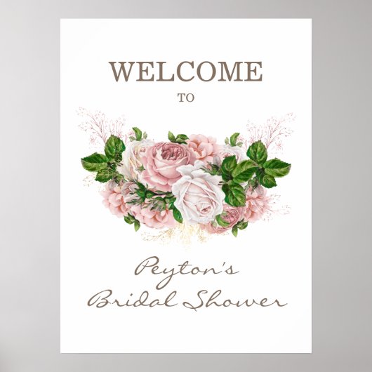 Stoffige Roze Blush Roze Witte Vintage Bruiloftsfe Poster (Voorkant)