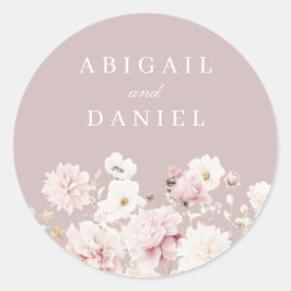 Stoffige Roze Blush Tuin Bloemen Huwelijk Ronde Sticker