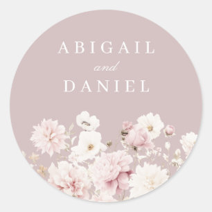 Stoffige Roze Blush Tuin Bloemen Huwelijk Ronde Sticker