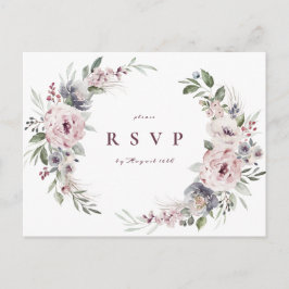 Stoffige roze boho bloemen rustieke bruiloft RSVP Uitnodiging Briefkaart