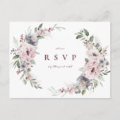 Stoffige roze boho bloemen rustieke bruiloft RSVP Uitnodiging Briefkaart (Voorkant)