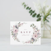 Stoffige roze boho bloemen rustieke bruiloft RSVP Uitnodiging Briefkaart (Staand voorkant)