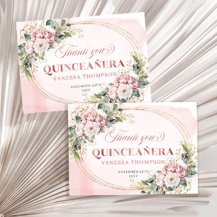 Stoffige Roze Boho Bloemige Eucalyptus Quince Fees Bedankkaart