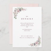 Stoffige roze boho bloemige rustieke trouwdetails informatiekaartje (Voorkant / Achterkant)