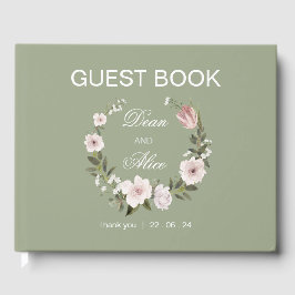 Stoffige Roze Boho Bloemige Water Kleur Pastel Tro Gastenboek