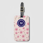 Stoffige Roze Boho Bloemige Waterverf Custom Bagagelabel (Voorkant (verticaal))
