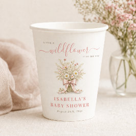 Stoffige Roze Boho Chic Kleine Wilde Bloem Baby Sh Papieren Bekers