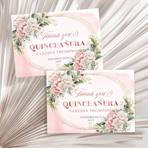 Stoffige Roze Boho Eucalyptus Bloemstuk 15e Verjaa Bedankkaart