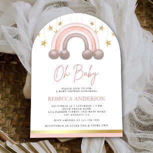 Stoffige Roze Boho Regenboog Meisje Boog Baby Show Kaart