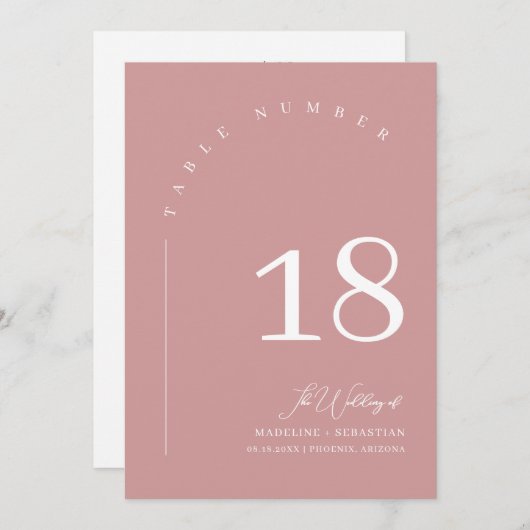 Stoffige Roze Boho Trouwstoel Grafiek Tafelnummer (Voorkant / Achterkant)