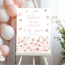 Stoffige Roze Boho Wilde Bloemen Baby Shower Welko