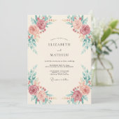 Stoffige Roze Botanische Accent Bruiloft Kaart (Staand voorkant)