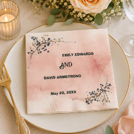 Stoffige roze botanische elegante trouw servetten