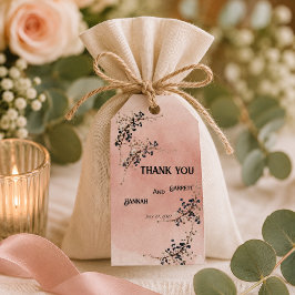 Stoffige roze botanische elegantie Trouw Cadeaulabel