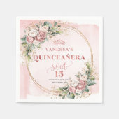 Stoffige Roze Botanische Servetten Styled Quinceañ (Voorkant)