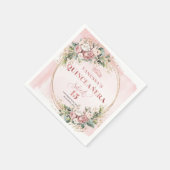 Stoffige Roze Botanische Servetten Styled Quinceañ (Hoek)